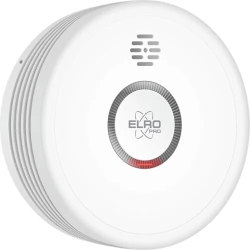 ELRO PRO PS4910 Design Rauchmelder - Optischer Rauchmelder mit 10 Jahren Batterie, automatischem Selbsttest und Nachtmodus für sicheren Schlaf. Entspricht der Europäischen Norm EN14604.