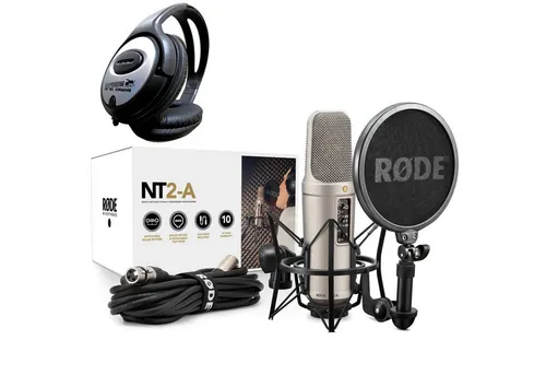 RØDE NT2-A Mikrofonset mit Kopfhörer - Professionelles Kondensatormikrofon mit veränderbarer Richtcharakteristik und extrem niedrigem Eigenrauschen, ideal für Studioanwendungen und Musikaufnahmen.