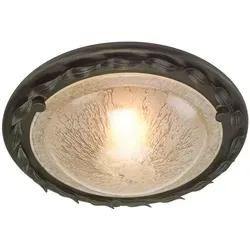 Deckenleuchte Olivia 1-flammig - Schwarz/Goldpatina - Elegante handgefertigte Deckenleuchte aus Stahl und bernsteinfarbenem Glas, ideal für stilvolle Innenräume. Kompatibel mit dimmbaren Lampen für individuelle Lichtstimmungen.