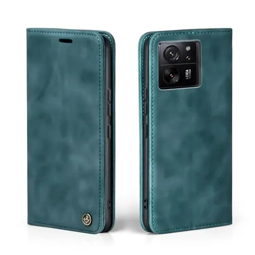LBH Handyhülle für Xiaomi 13T / Xiaomi 13T Pro in Petrol Blau mit Karten- und Geldfach Smartphone Hülle mit Standfunktion Flip Case Schutzhülle Magnetverschluss Vintage
