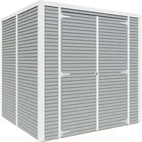Bertilo Holz-Gartenhaus Box 3 Grau 208 cm x 202 cm FSC® - Weekendhaus mit 188 cm hoher Doppeltür und 18 mm starkem Rhombusprofil. Ideal für große Gartengeräte und einfacher Aufbau durch vorgefertigte Elemente.