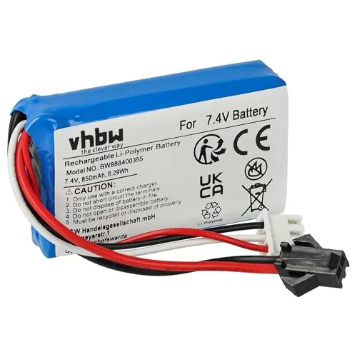 vhbw Akku kompatibel mit SM-2P Stecker für Modellbau z.B. Racing Car, Helikopter, Flugzeug (850mAh, 7,4V, Li-Polymer, 56 x 30 x 17 mm)