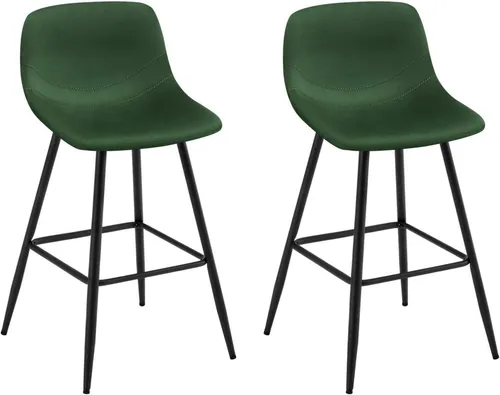 EUGAD Barhocker 2er Set mit Rückenlehne und Fußstütze, Dunkelgrün