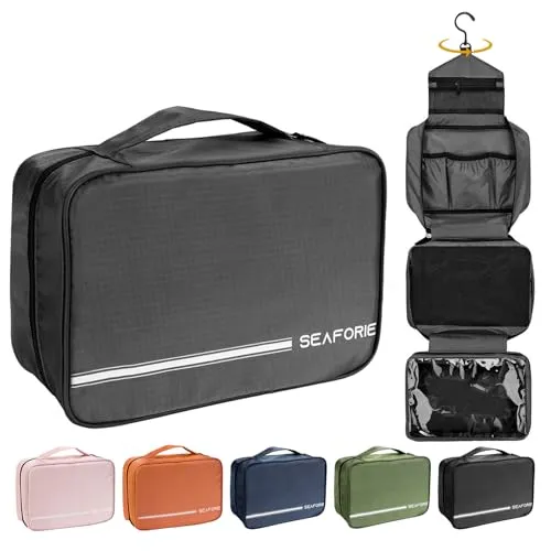 Seaforie Groß Kulturtasche, Kulturbeutel zum Aufhängen Kulturbeutel für Damen und Herren, 4-in-1 Wasserdicht Waschtasche für Reisen/Camping