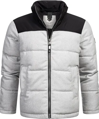 RAGWEAR Waldess Steppjacke für Herren, grau - Funktionsjacke in Woll-Optik, wasserabweisend und wärmend, ideal für kalte Wintertage mit praktischen Taschen und verstellbarem Saum.