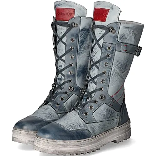 Krisbut Damen Stiefeletten Blau Leder - Wanderschuhe aus hochwertigem Leder, bieten optimalen Komfort und Stil für Ihre Outdoor-Abenteuer.