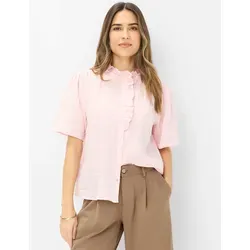 Brax Damen Bluse Style VIVE dusty rose, Größe 48 - Elegante Bluse aus hochwertigem Leinen mit modischen Rüschen, ideal für einen lässigen Look oder besondere Anlässe.