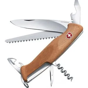 Victorinox Taschenmesser Ranger Wood 55 - 10 Funktionen mit Holzgriff - Taschenmesser mit 10 Funktionen, inklusive Feststellklinge und Holzgriff, ideal für Outdoor-Abenteuer und den Alltag.