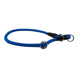 MediMuc Hunde-Halsband Soft Cord - Hundehalsband mit Zugbegrenzung, Endkappen aus Leder blau 30cm
