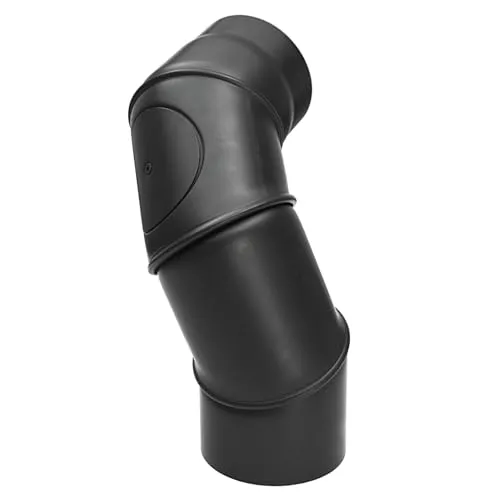 raik Rauchrohrbogen mit Tür 130 mm - 4-teilig drehbar - Abgasrohre - 4-teiliger Multibogen mit Reinigungsöffnung, drehbar von 0° bis 90°, aus 2 mm starkem Stahlblech, hitzebeständig lackiert und Made in Germany.