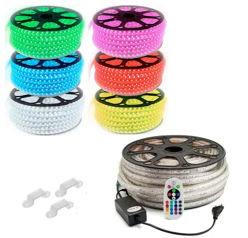 Aigostar LED Stripe 5m RGB LED Streifen für Innen und Außen - 5m langer RGB LED Streifen mit einfacher Installation und Fernbedienung. Genießen Sie eine einheitliche Lichtquelle ohne Unterbrechungen – ideal für kreative Beleuchtungslösungen.