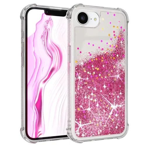 EAZY CASE - Glitzer Hülle - kompatibel mit iPhone 16e Handyhülle für iPhone 16e Hülle Silikon leichtes Shiny Cover stoßfestes Phone Case als Fallschutz in Liquid - Pink