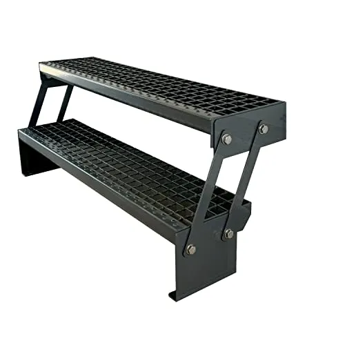 Kaminbau Mierzwa Premium Stahl Treppe Verstellbar Anthrazit 2 Stufen 80 cm - Wetterfest und korrosionsgeschützt, ideal für den Außenbereich. Vielseitig einsetzbar als Außentreppe oder Gartentreppe. Hergestellt in Deutschland mit 3 Jahren Herstellergarantie.