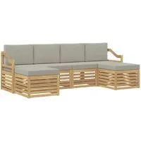vidaXL Sofagarnituren 6 pcs Weiß und Hellgrau 245 x 122,5 x 73 cm - Stylisches Outdoor-Möbelset aus robustem Akazienholz, perfekt für Garten und Terrasse. Wetterresistent und pflegeleicht, bietet es hohen Komfort und ein modernes Design für entspannte Stunden im Freien.