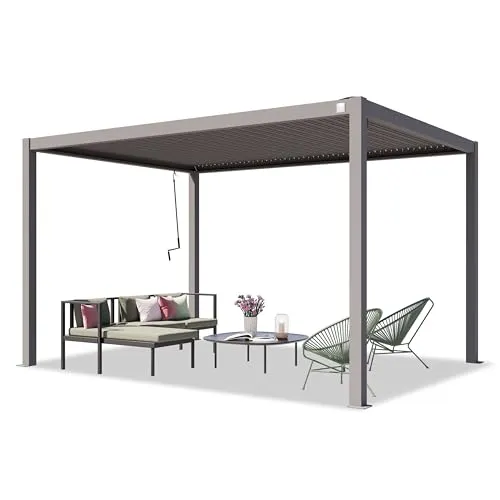 TOOLPORT PRIMEYARD Pergola 3x4 m mit Lamellendach - Pavillon mit integriertem Wasserablaufsystem und verstellbarem Lamellendach aus robustem Stahl – ideal für ganzjährige Nutzung auf Ihrer Terrasse.