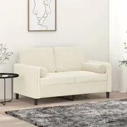 vidaXL 2-Sitzer-Sofa mit Zierkissen in Creme von vidaXL