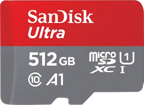 SanDisk Ultra 512GB microSDXC Speicherkarte mit SD Adapter - Speicherkarten für Android-Smartphones und MIL-Kameras, bietet A1 App Performance für flüssige App-Nutzung und Übertragungsgeschwindigkeiten bis zu 120 MB/s.