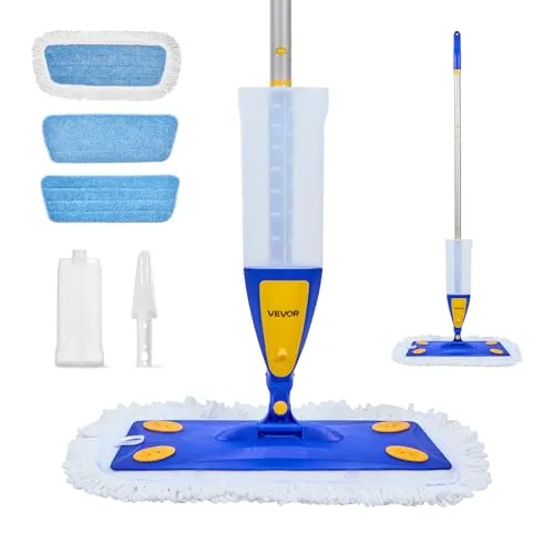 VEVOR Sprühwischer Bodenwischer mit 3 wiederverwendbaren waschbaren Wischpads, Sprühmopp mit nachfüllbaren 800 ml Wassertank & Sprühfunktion für Reinigung von Fliesenböden Vinylböden Holzböden