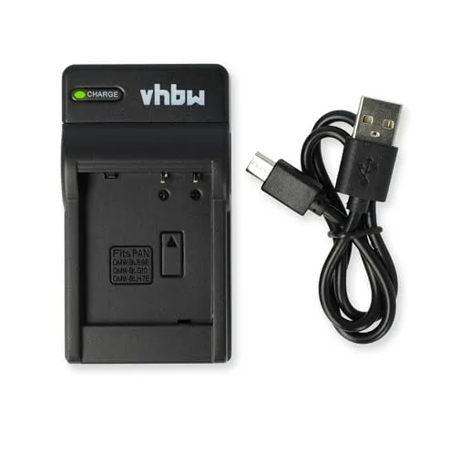 vhbw USB Ladegerät kompatibel mit Panasonic DMW-BLE9, DMW-BLE9E, DMW-BLG10, DMW-BLG10E, DMW-BLH7, DMW-BLH7E, DMW-BLH7PP Kamera Camcorder/Akku - Ladeschale, Ladeanzeige, 8,4 V