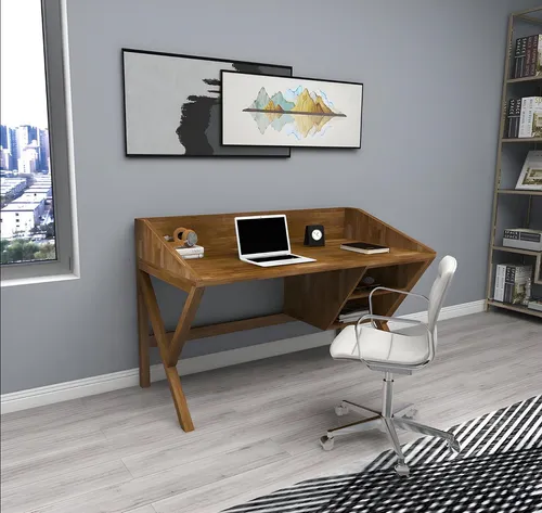 Stilvoller Schreibtisch aus hochwertigem Holzwerkstoff - Moderner Computertisch mit 2 Regalfächern, ideal für Arbeitszimmer oder Wohnzimmer. Maße: 120 x 60 x 75 cm. Robuste Bauweise und ansprechendes Design garantieren eine praktische Nutzung.