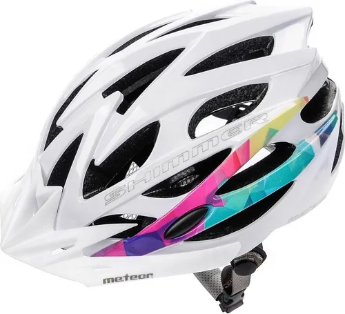 meteor Shimmer Fahrradhelm für Herren, Damen und Kinder - M 55-58 cm, weiß - Fahrradhelme mit leichtem Design und herausragendem AIR FLOW-Belüftungssystem für maximalen Komfort und Sicherheit beim Radsport. Reflektierende Elemente sorgen für Sichtbarkeit bei Dunkelheit.