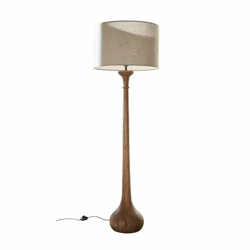 LOBERON Stehlampe Andrées, elegante Leuchte aus Mangoholz - Schlichte Stehlampe aus naturbelassenem Mangoholz mit einem Leinenschirm für sanftes Licht. Ideal für stilvolle Wohnräume, langlebig und nachhaltig durch die Verwendung nachwachsender Rohstoffe.