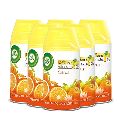 Air Wick Freshmatic Max Raumspray – Nachfüller für den Air Wick Freshmatic Max – Duft: Citrus – 6 x 250 ml Nachfüller Raumduft und Lufterfrischer