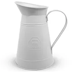 Redecker Wasserkanne WC-Kanne Dekokanne, Metallkanne weiß