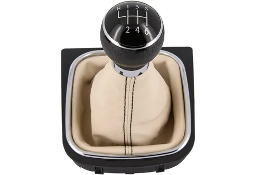 RECAMBO Schalthebel Schaltknauf, Schaltsack, Wahlhebel, Kappe für VW Golf 5 + 6, 2003-2016, Plug & Play, Auto Schalthebel Schaltmanschette, schwarz - beige