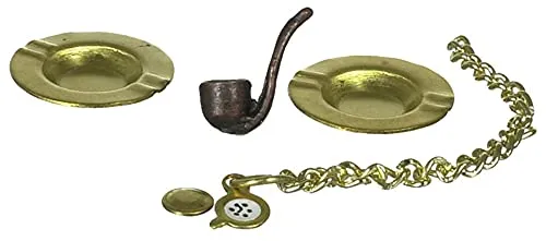 Melody Jane Puppenhaus Miniatur Pub BAU Zubehör Smoking Set Rohr Uhr & Aschenbecher