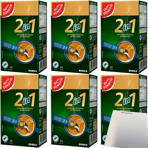 Gut&Günstig Kaffeesticks 2in1 löslicher Bohnenkaffee mit Kaffeeweißer 6x140g usy