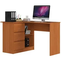 Raumhirsch Furniture Schreibtisch B16, Erle, 124x77x85 cm - Modernen Schreibtisch B16 für stilvolles Arbeiten im Büro oder Home-Office. Robuste Laminatplatte, pflegeleicht und langlebig. Mit Soft-Close Schubladen und viel Stauraum für Ordnung und Komfort.