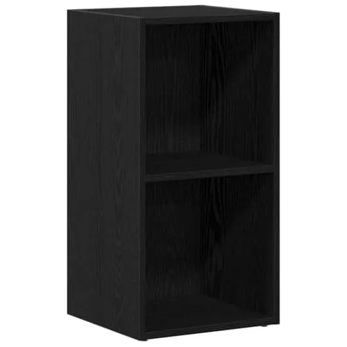 vidaXL LP-Aufbewahrungsbox Schwarz Eichen-Optik 71x34x36cm - Aufbewahrungsboxen mit dekorativem Design und viel Stauraum für Schallplatten, Bücher und mehr. Robustes Holzwerkstoff-Material sorgt für Langlebigkeit und Vielseitigkeit im Einsatz.