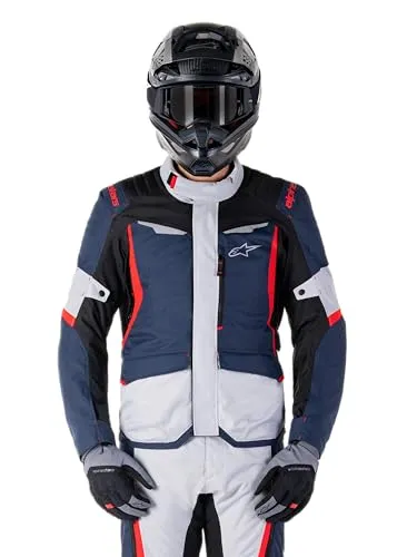 Alpinestars ST-1 Textiljacke wasserdicht - Hellgrau/Dunkelblau/Schwarz/Rot - XL - Motorradjacke für ganzjährigen Komfort, wasserdicht mit abnehmbarem Thermofutter und ausgezeichnetem Schutz durch Nucleon Flex Plus Protektoren.