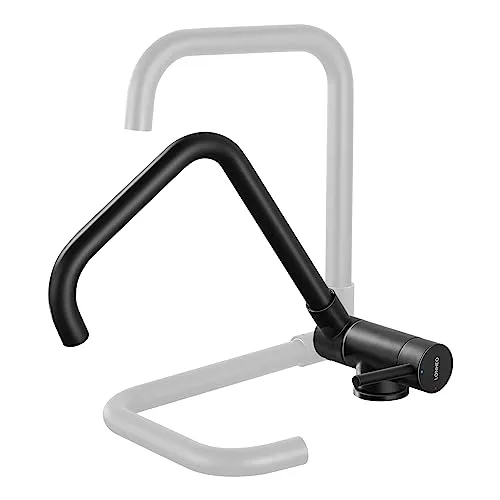 Lonheo Küchenarmatur Schwarz, Vorfenster Wasserhahn Küche Klappbar 180°, Edelstahl Einhebel Mischbatterie Küche, 360° Schwenkbar Spültischarmatur, Unterstützt heißes und kaltes Wasser