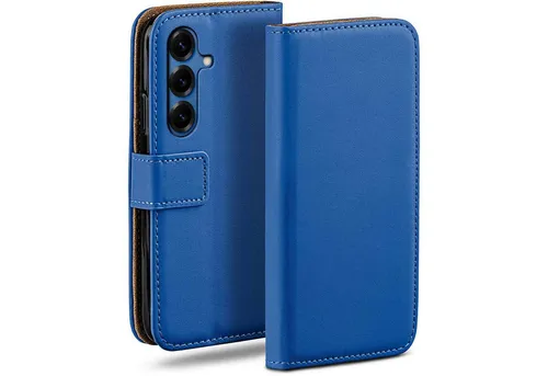 moex Handyhülle für Samsung Galaxy S25 Hülle Klappbar Book Case Dunkelblau 6,2 Zoll, Klapphülle Kartenfach Flip Cover Handytasche Leder Optik Schutzhülle