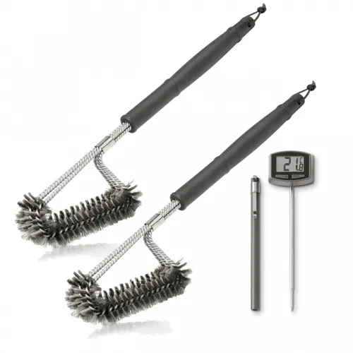 Grillbürsten f. Gasgrills Holzkohlegrills inkl. Weber Grill-Thermometer BBQ 2