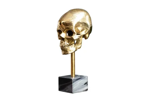 riess-ambiente Dekofigur SKULL 35cm gold/grau - Dekofigur aus hochwertigem goldenen Metall mit Marmorfuß, detailverliebt und elegant, ideal für individuelle Akzente in jedem Raum.