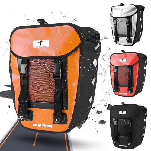 Red Loon 1 x robuste Fahrradtasche aus LKW-Plane – wasserdichte Packtasche für Gepäckträger in Orange