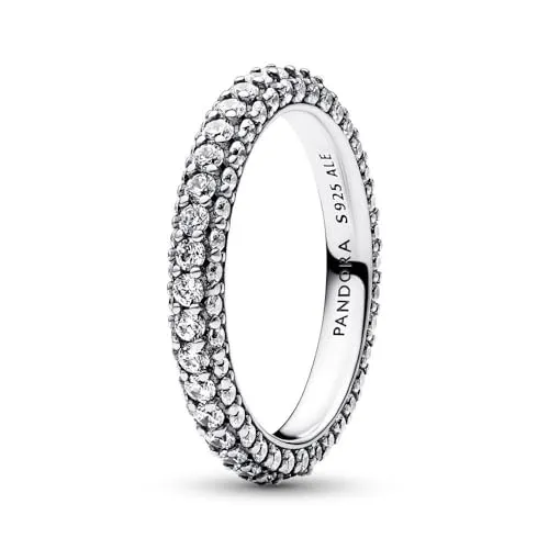 PANDORA Timeless Pavé Single-row Ring 192627C01-50 - Eleganter Damenring aus Sterlingsilber mit funkelnden Zirkonia, ideal für besondere Anlässe oder als schickes Accessoire im Alltag.
