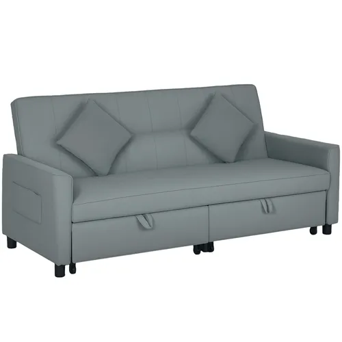 HOMCOM Schlafsofa 3-Sitzer mit Schlaffunktion - Vielseitiges Sofa mit verstellbarer Rückenlehne und praktischen Rädern, ideal für Wohnzimmer oder Gästezimmer. Verwandelt sich mühelos in ein bequemes Gästebett.
