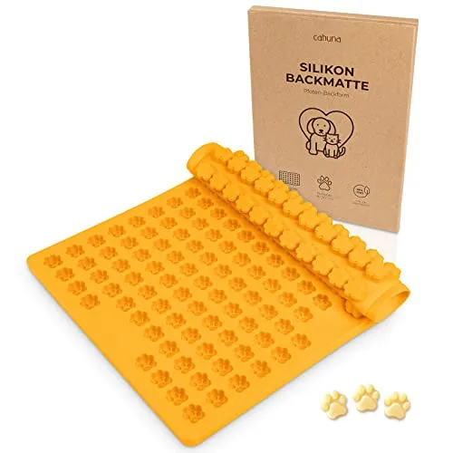 Cahuna Silikon Backmatte für Hundekekse mit Mini Pfote - Backform für Hundeleckerli BPA frei und mit Rand - Wiederverwendbare Backunterlage für den Backofen
