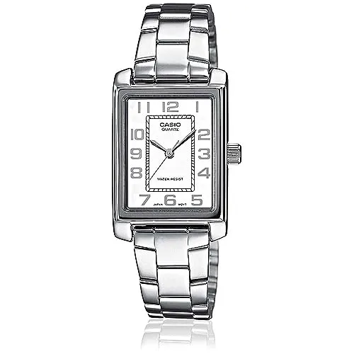 Casio Casio Collection Silber Damen Armbanduhr LTP-1234PD-7BEG - Elegante Damenarmbanduhr mit silbernem Edelstahlarmband und rechteckigem Gehäuse. Ideal für jeden Anlass und mit 2 Jahren Herstellergarantie.
