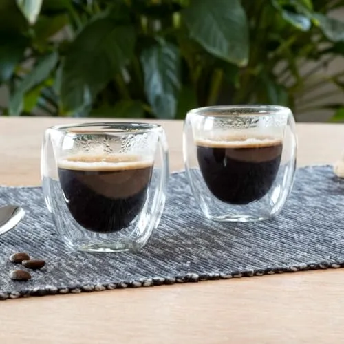 Haushalt International Espresso Glas, 80ml 2er Set doppelwandig, ca. 6,3 x 6,4cm