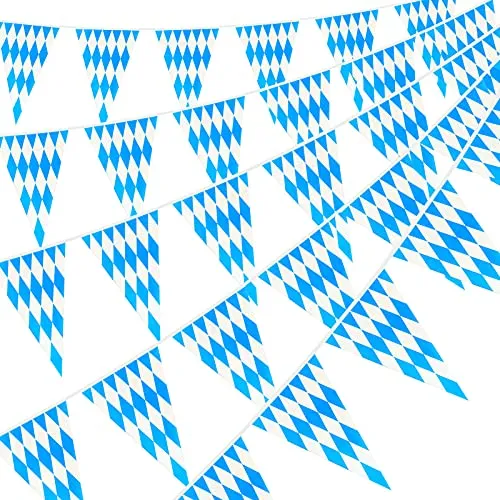 XINDY 20m Oktoberfest Deko Bayrische Deko Oktoberfest Girlande Blau Weiß Wimpelkette Girlande für Bierfest Innen Outdoor