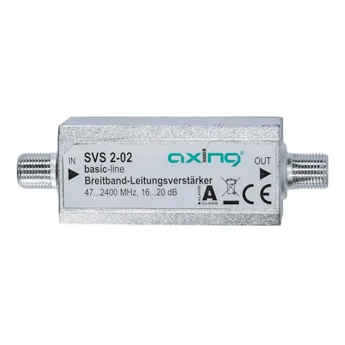 Axing SVS 2-02 Satelliten-Leitungsverstärker Inline Breitband (20 dB, 47 - 2400 MHz)