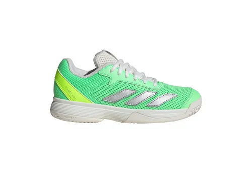 adidas Performance COURTFLASH KIDS TENNISSCHUH - Laufschuhe für Kinder in Größe 28,5 EU, mit schnürbarem Verschluss und stylischem Design in Pure Teal/Silver Metallic – ideal für junge Tennisstars!