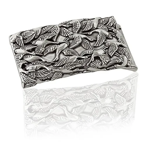 FREDERIC HERMANO Gürtelschnalle Buckle 40mm Metall Silber Geschwärzt - Buckle Crane - Dornschliesse Für Gürtel Mit 4cm Breite - Silberfarben Geschwärzt