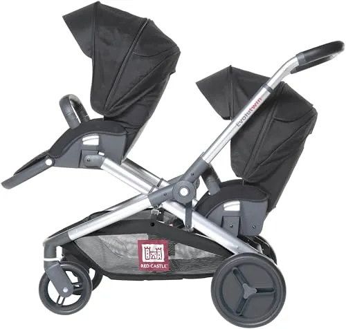 RED CASTLE Evolutwin Kinderwagen Schwarz - Hochwertiger Kinderwagen für unisex, mit verstellbarer Rückenlehne und massiven Rädern für optimalen Komfort und Flexibilität.