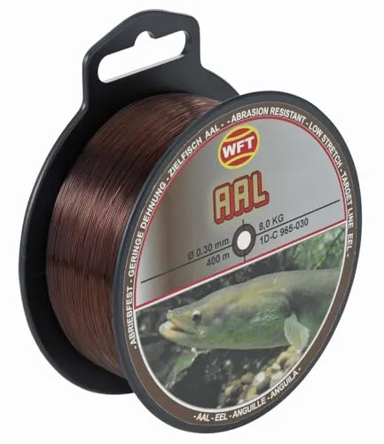 WFT Zielfisch Aal 400m 0,30mm 8kg braun - Aalschnur zum Angeln auf Aale, Angelschnur zum Aalangeln, Monofile Schnur
